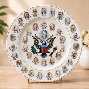 Presidential Seal Decorative Collector Plate - White with Multicolor Accents